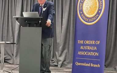 Everald Compton speaking at the CQ Order of Australia Association